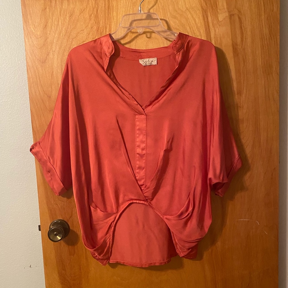 Sofia “Jane” blouse in coral.